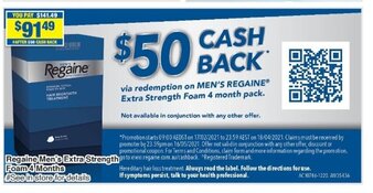 My Chemist Regaine Men's Extra Strength Foam 4 Months offer