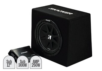 Autobarn Kicker 12” subwoofer in custom ported enclosure & amp offer