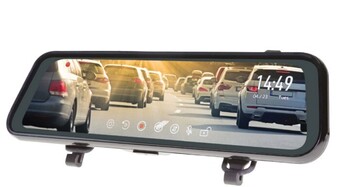 Autobarn Gator 9” clip on rear view mirror with reverse monitor & dash cam offer