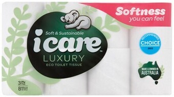 IGA Icare luxury 100% recycled paper 3 ply toilet tissue 8 pack offer