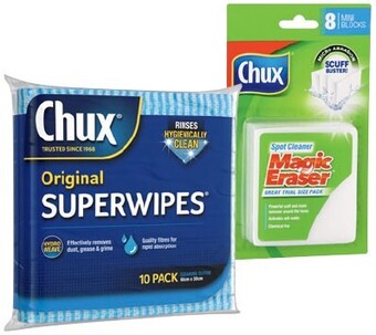 IGA Chux magic eraser spot cleaner 8 pack or superwipes 5-10 pack offer