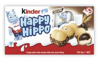 Coles Kinder happy hippo multipack biscuit bars 103.5g offer