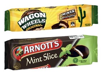 Coles Arnott's mint slice or wagon wheel biscuits 190g-200g offer
