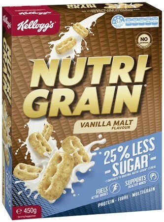 Coles Kellogg's nutri grain 25% less sugar 450g offer