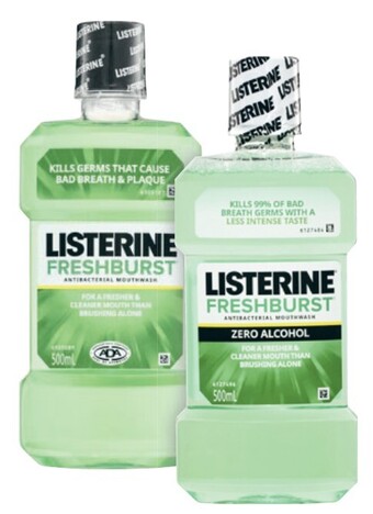Coles Listerine fresh burst or fresh burst zero mouthwash 500ml offer