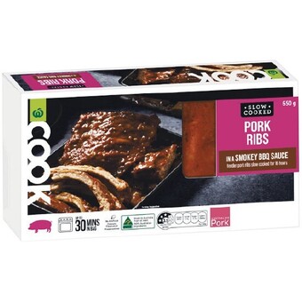 Woolworths Woolworths cook pork ribs with bbq glaze 650g offer
