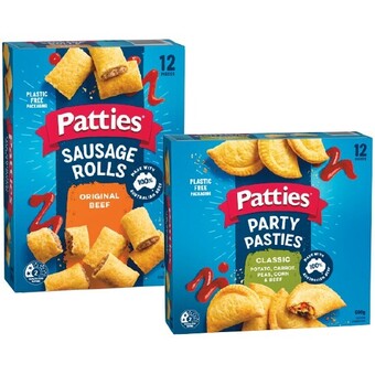 Woolworths Patties party sausage rolls 450g pk 12 or party pasties 500g pk 12 – from the freezer offer