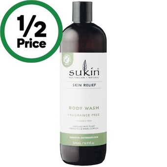 Woolworths Sukin skin relief body wash 500ml offer
