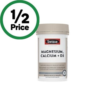 Woolworths Swisse ultiboost magnesium, calcium + d3 tablets pk 120^ offer