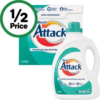 Woolworths Biozet attack regular laundry liquid 2 litre or powder 2 kg offer