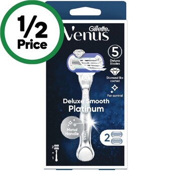 Woolworths Venus deluxe smooth platinum razor 2 razor blades offer