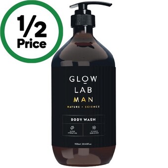 Woolworths Glow lab man body wash 900ml offer