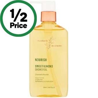Woolworths Thanks to nature shower oil 250ml offer