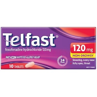 Woolworths Telfast hayfever allergy relief 120mg antihistamine tablets pk 10 offer