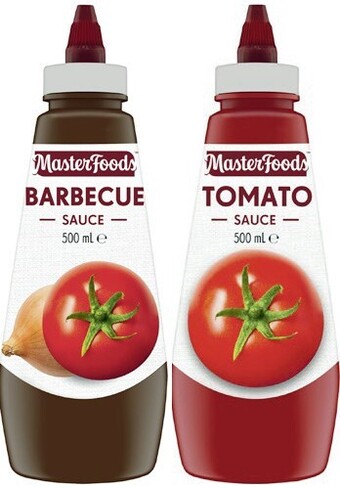 Coles Masterfoods squeeze tomato or barbecue sauce 475ml-500ml offer