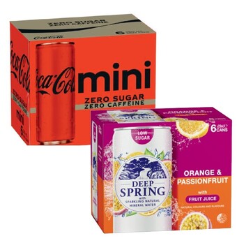 Coles Coca-cola, sprite, fanta or deep spring soft drink mini cans 6x250ml offer
