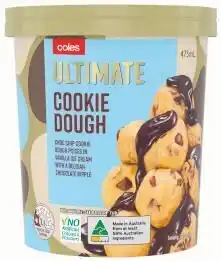 Coles Coles Ultimate Vanilla Cookie Dough Ice Cream 473mL offer