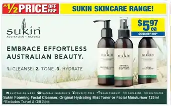 My Chemist Sukin Foaming Facial Cleanser, Original Hydrating Mist Toner or Facial Moisturising 125ml offer