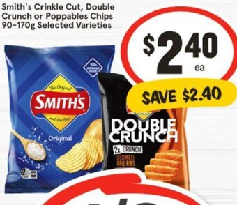 IGA Smith's Crinkle Cut, Double Crunch or Poppables Chips 90-170g offer