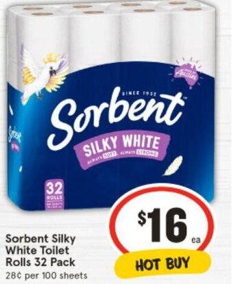 IGA Sorbent Silky White Toilet Rolls 32 Pack offer