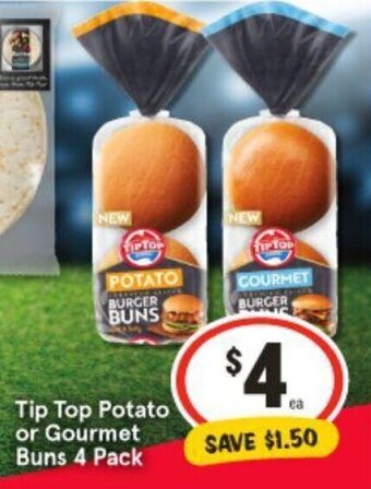 IGA Tip Top Potato or Gourmet Buns 4 Pack offer