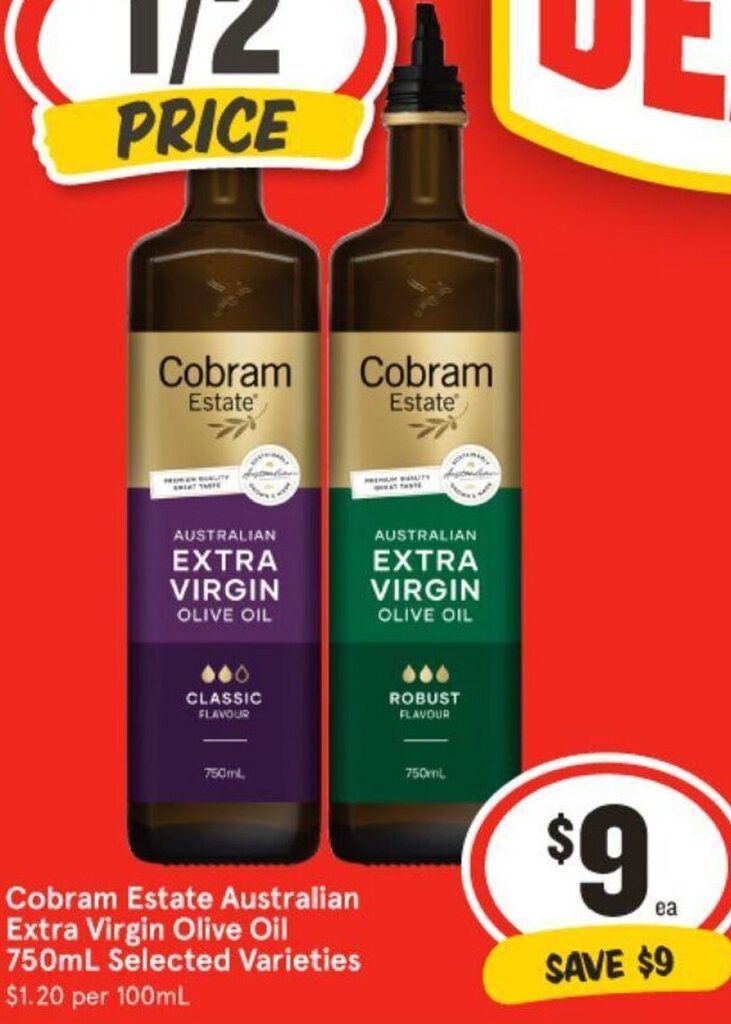 Cobram Estate Australian Extra Virgin Olive Oil 750mL Selected Varieties offer at IGA