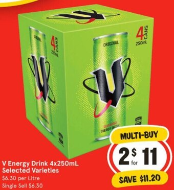IGA V Energy Drink 4x250mL offer