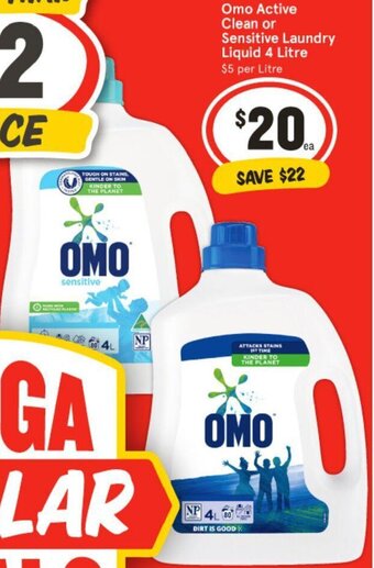 IGA Omo Active Clean or Sensitive Laundry Liquid 4 Litre offer