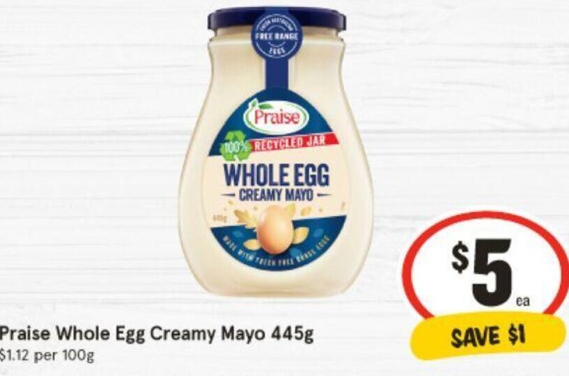 Praise Whole Egg Creamy Mayo 445g offer at IGA