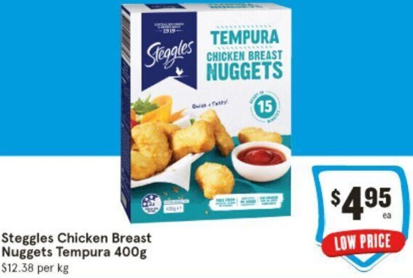 Steggles Chicken Breast Nuggets Tempura 400g offer at IGA