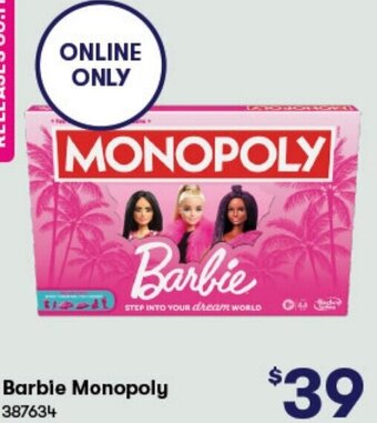 BIG W Barbie Monopoly 387634 offer
