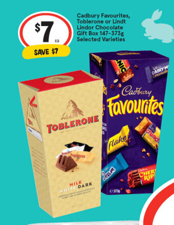IGA Cadbury Favourites, Toblerone or Lindt Lindor Chocolate Gift Box 147-373g Selected Varieties offer