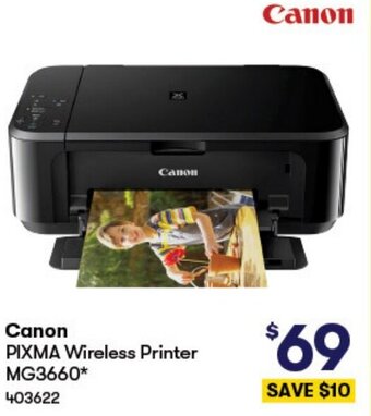 BIG W Canon PIXMA Wireless Printer MG3660 offer