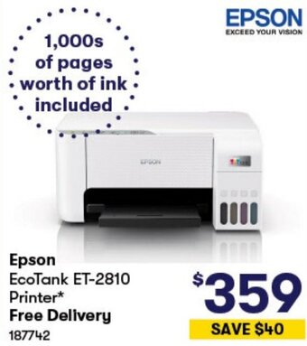 BIG W Epson EcoTank ET-2810 Printer offer