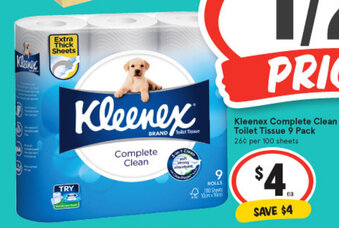 IGA Kleenex Complete Clean Toilet Tissue 9 Pack offer