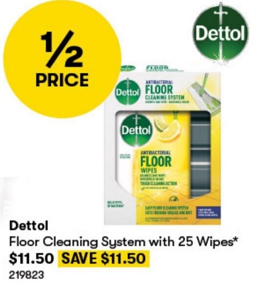 Dettol Floor Cleaning System with 25 Wipes offer at BIG W