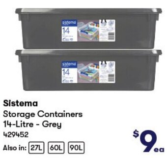 Sistema Storage Containers 14-Litre - Grey