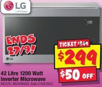 JB Hi-Fi 42 Litre 1200 Watt Inverter Microwave offer