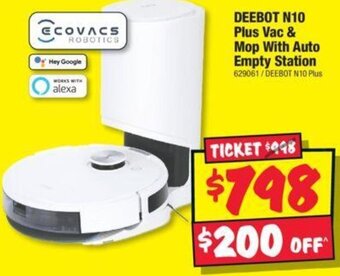 JB Hi-Fi DEEBOT N10 Plus Vac & Mop With Auto Empty Station offer