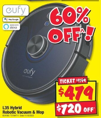 JB Hi-Fi L35 Hybrid Robotic Vacuum & Mop offer