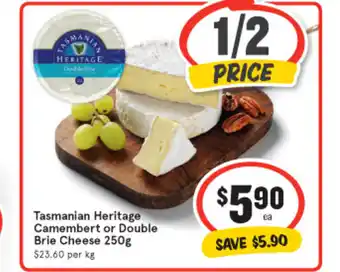 IGA Tasmanian Heritage Cemembert or Double Brie Cheese 250g offer