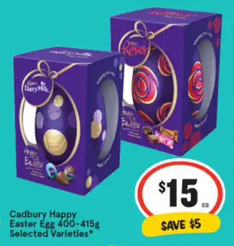 IGA Cadbury Happy Easter Egg 400-415g Selected Varieties offer