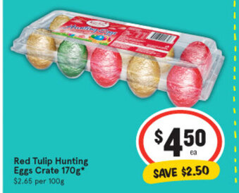 IGA Red Tulip Hunting Eggs Crate 170g offer