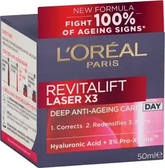 Coles L'Oréal Paris Revitalift Laser X3 Anti-Ageing Day Cream 50mL offer