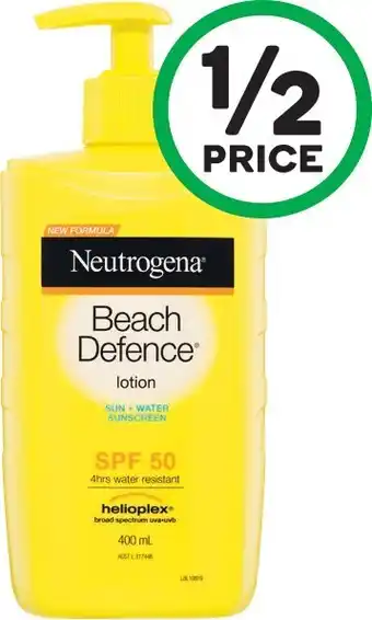 Woolworths Neutrogena Beach Defence Lotion SPF50 400mlu2020 offer