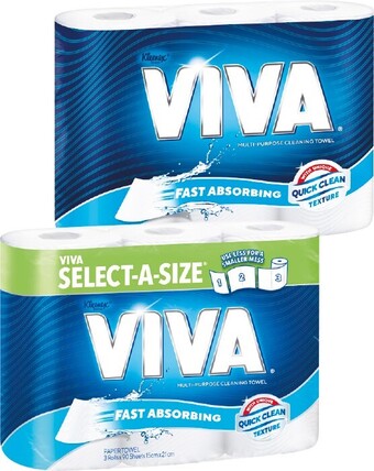 Kleenex Viva or Select-A-Size Paper Towel Pk 3