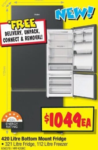JB Hi-Fi Haier 420 Litre Bottom Mount Fridge offer