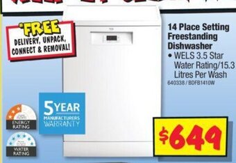 JB Hi-Fi 14 Place Setting Freestanding Dishwasher offer