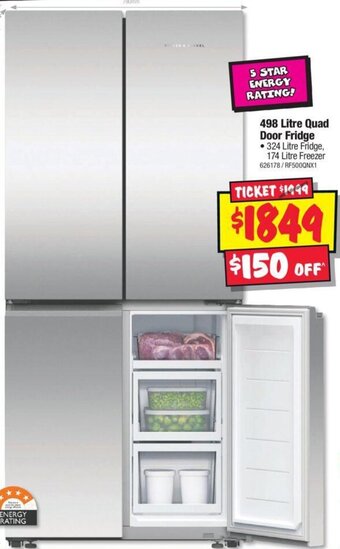 JB Hi-Fi Fisher & Paykel 498 Litre Quad Door Fridge offer