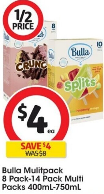 Coles Bulla Mulitpack 8 Pack-14 Pack Multi Packs 400mL-750mL offer